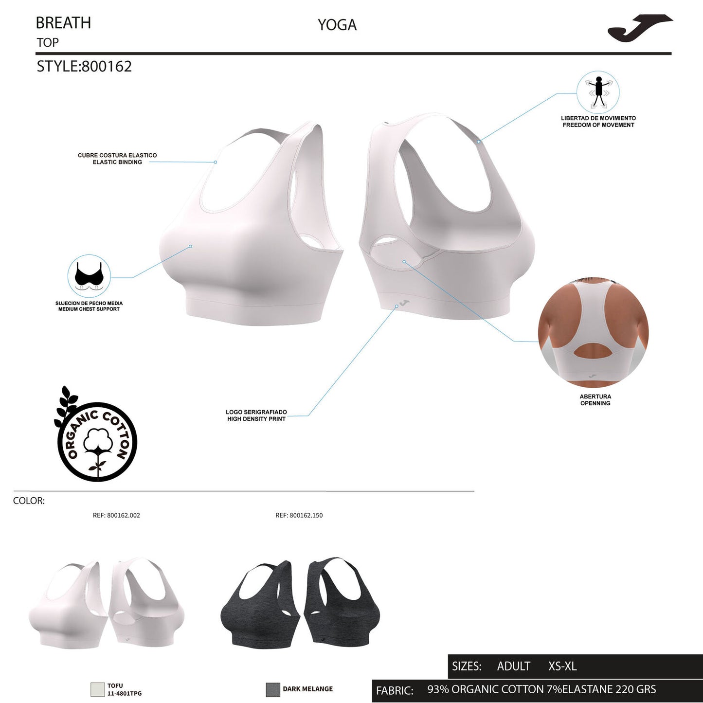 JOMA SPORTS BRA WOMAN - ORGANIC BLACK